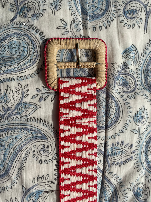 The Eliza Belt - square rattan buckle
